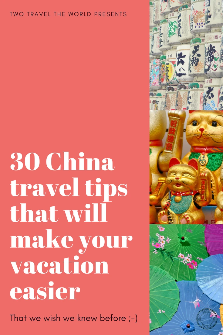 30 China travel tips that will make your vacation easier - collage with lucky cats and umbrellas