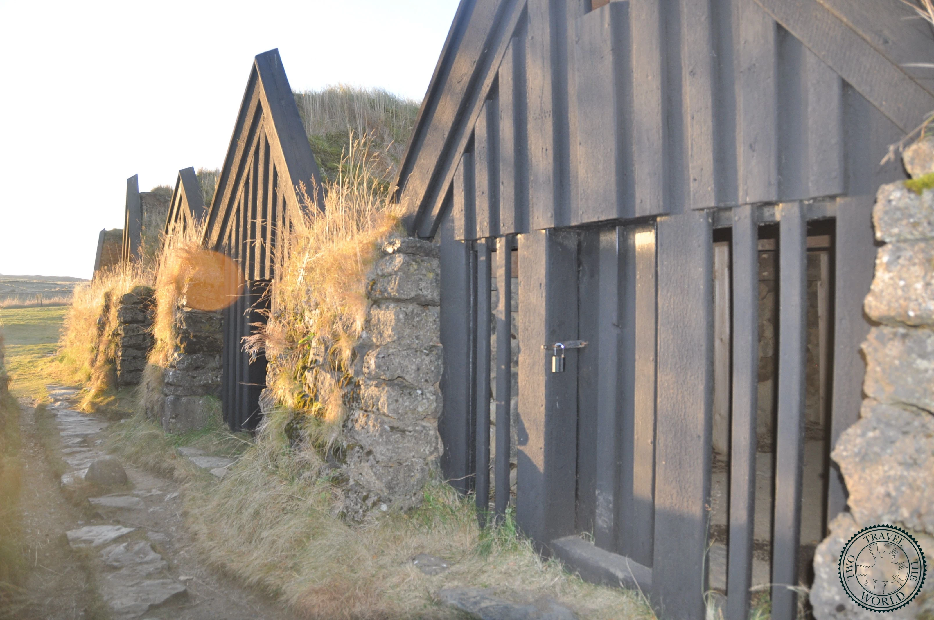 The small church and outbuildings at the Keldur farm site