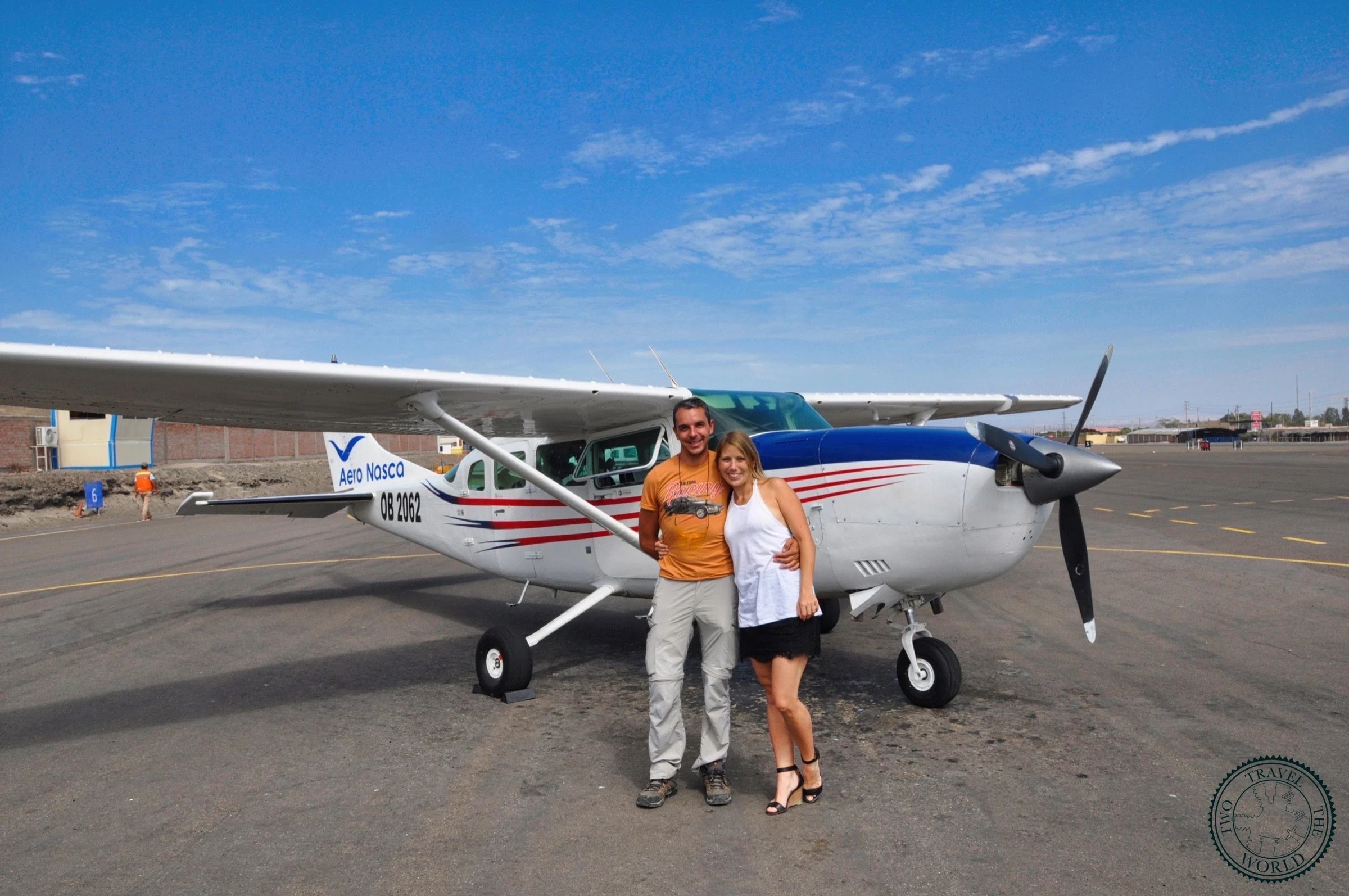 Maria Reiche Neuman Airport in Nazca with small aircraft on the tarmac ready for Nazca Lines flights