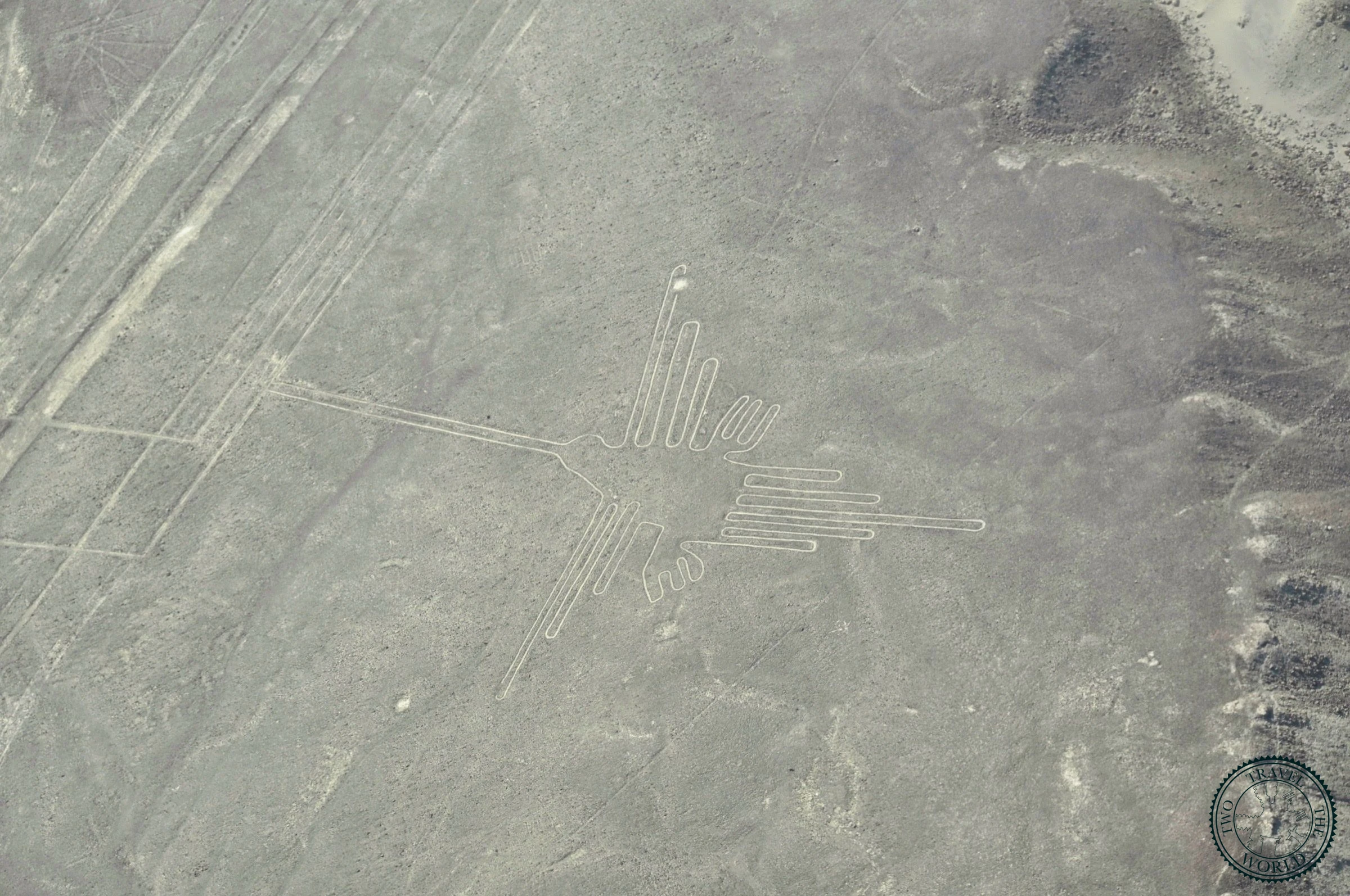 The Hummingbird - one of the most famous and perfectly preserved Nazca Line figures viewed from the air