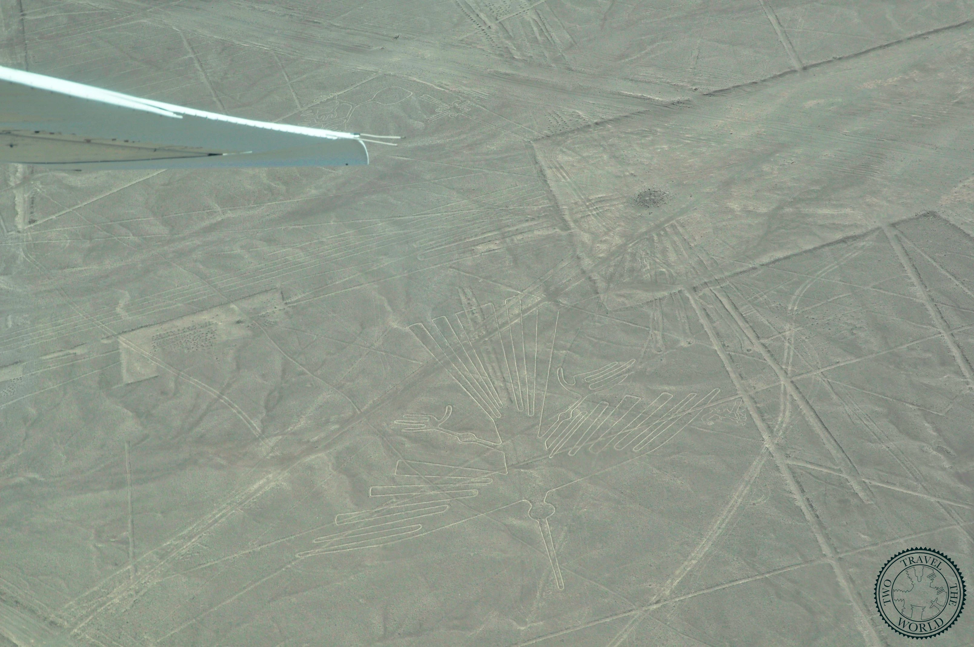 The Condor geoglyph - a large bird figure representing Peru's national bird in the Nazca Lines