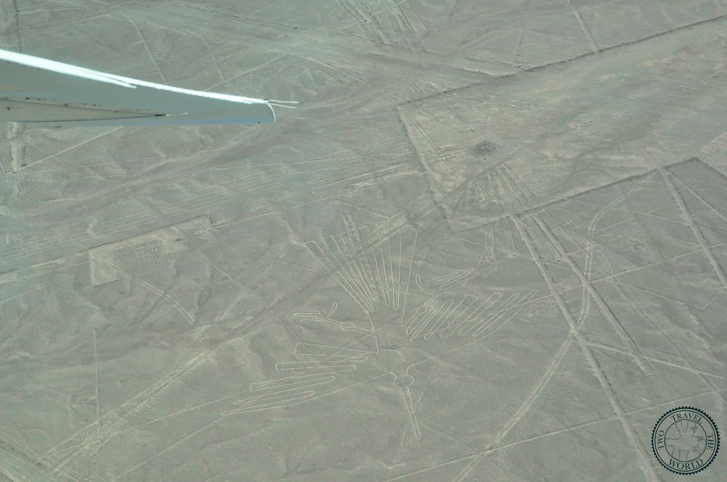 The Condor geoglyph - a large bird figure representing Peru's national bird in the Nazca Lines