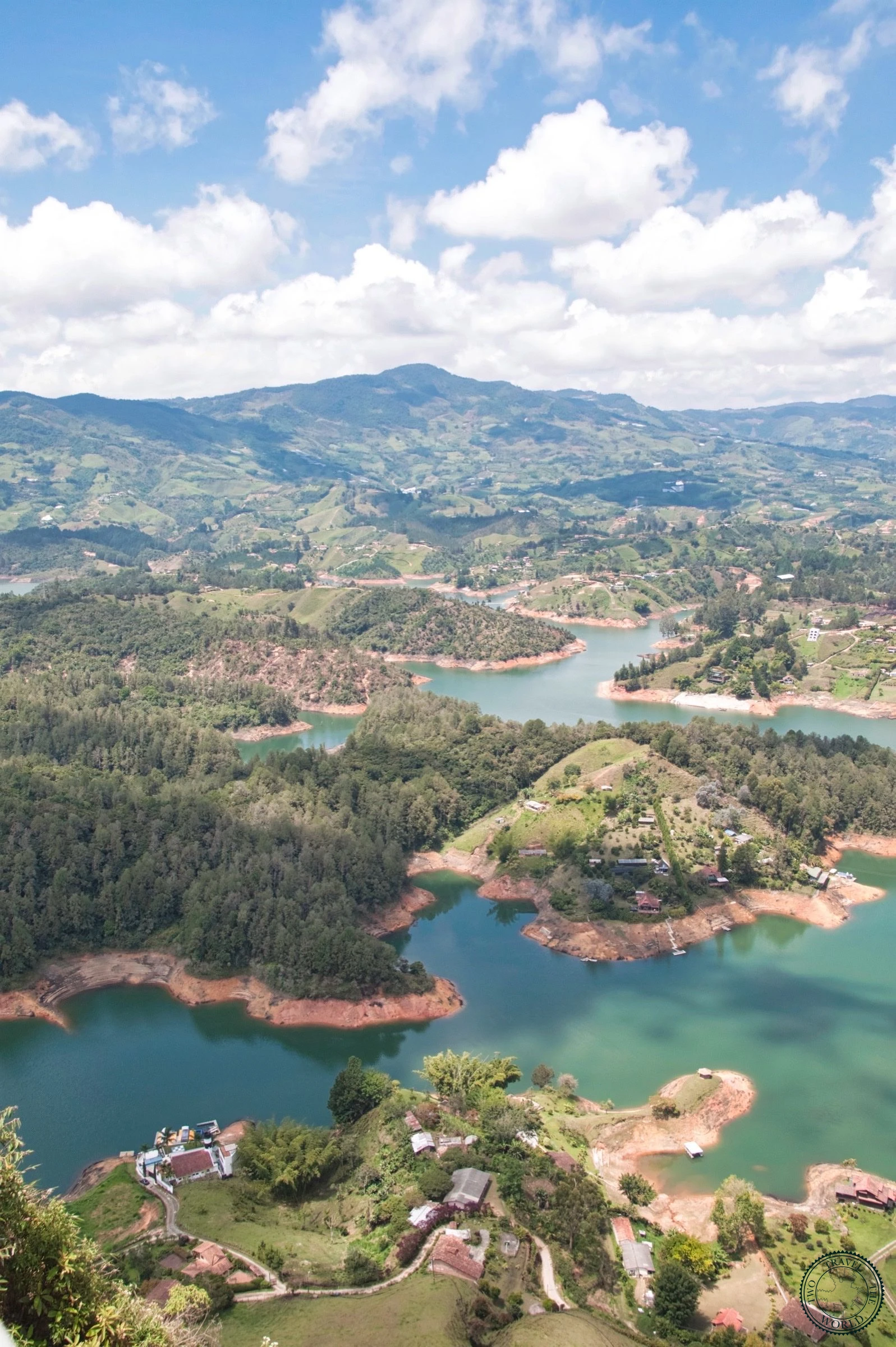 View of the hydroelectric reservoir and former hilltops now forming islands