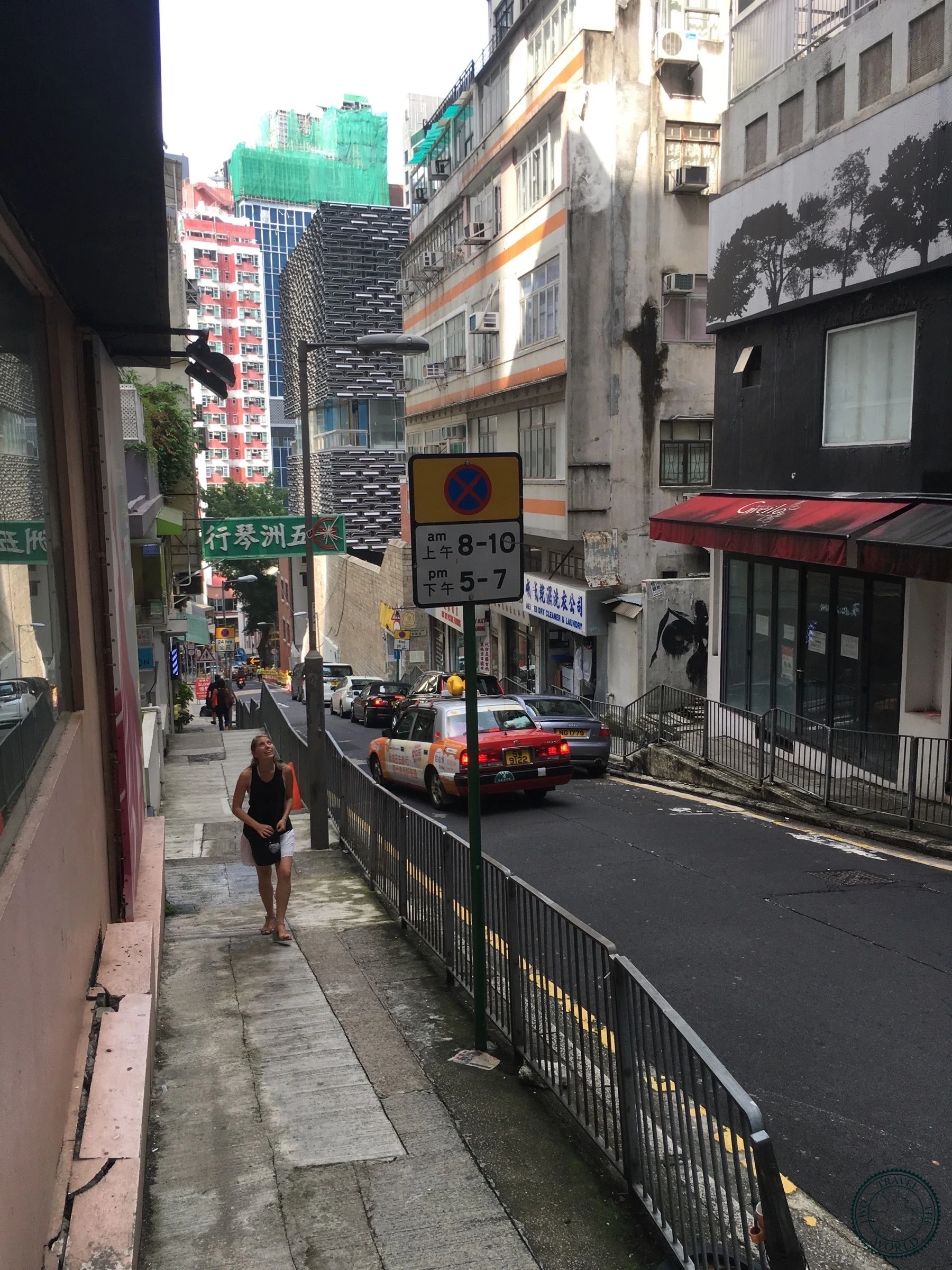 Steep Peak Tram ascending to Victoria Peak Hong Kong
