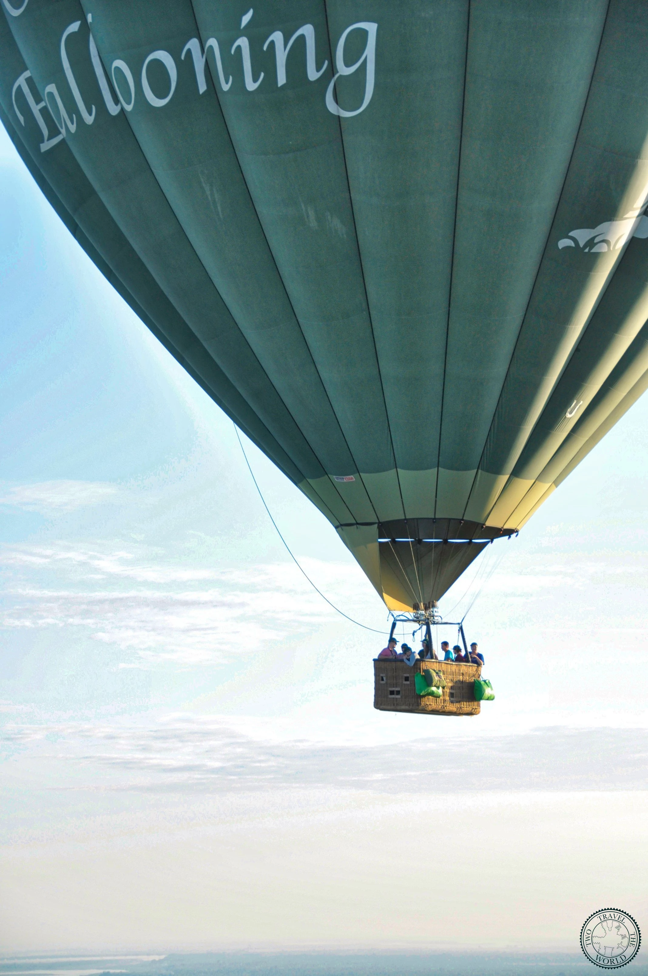 Sunrise view over Bagan temples from hot air balloon