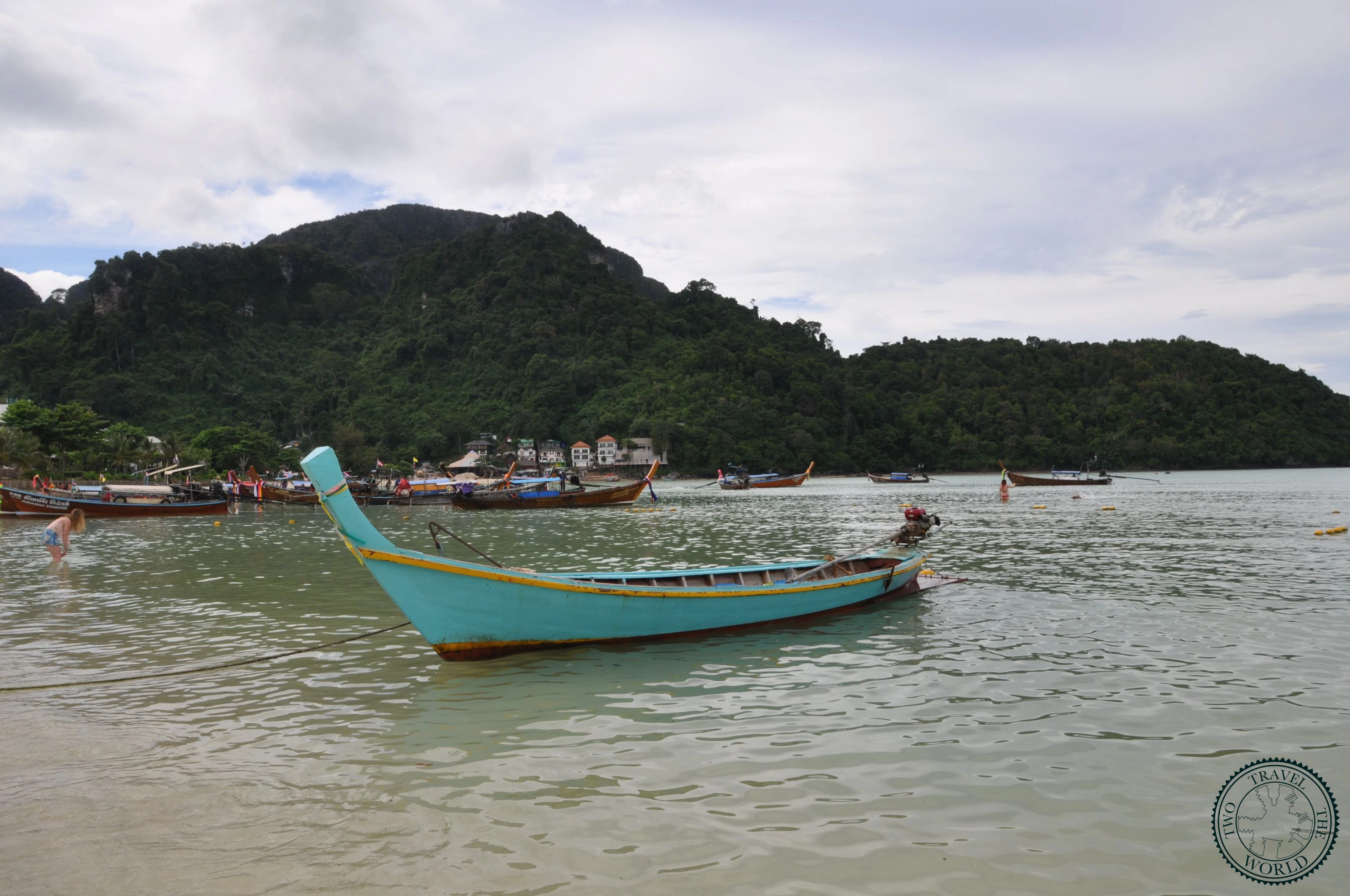 Bustling pier and village on Koh Phi Phi Don island
