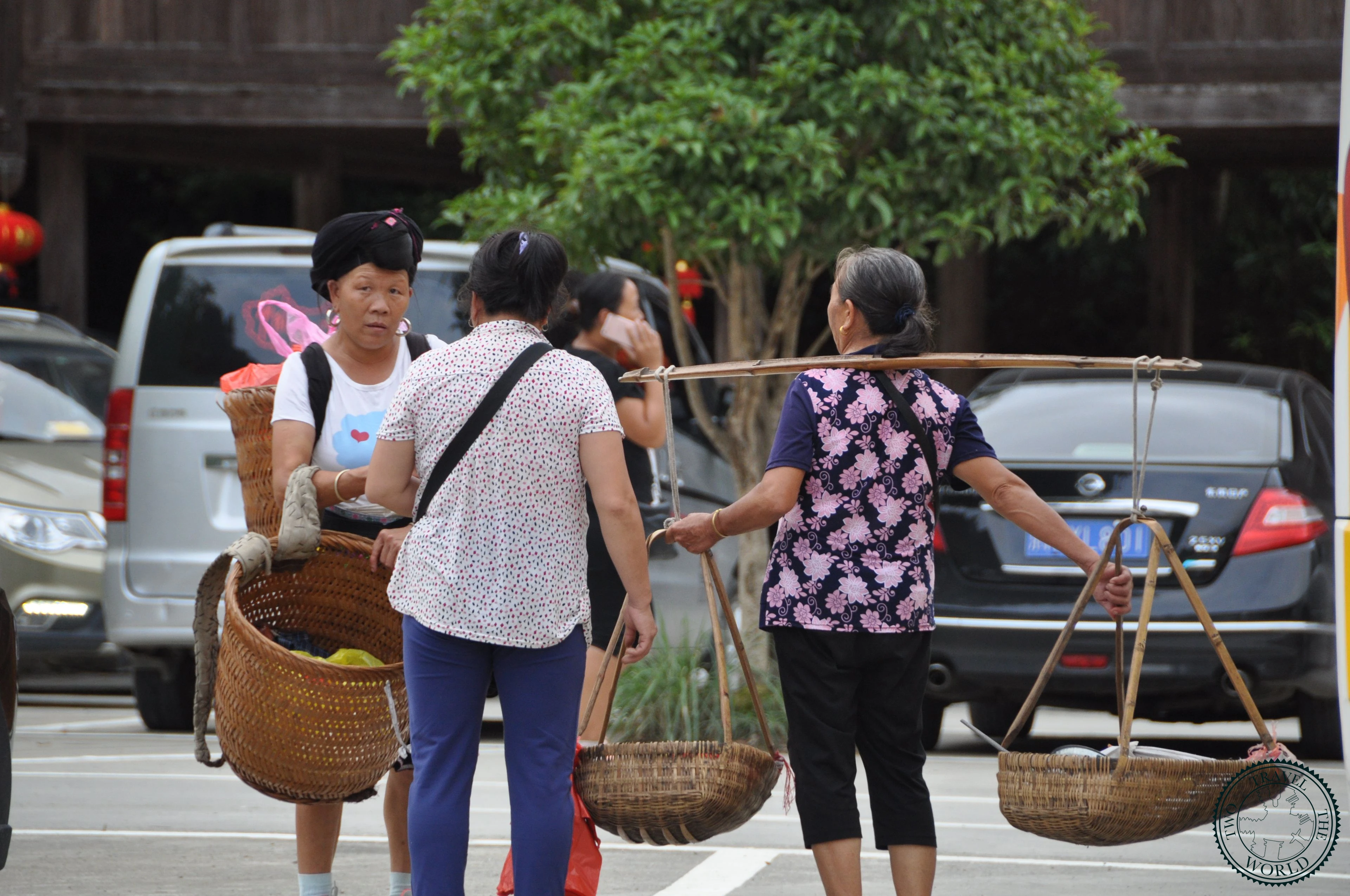Dazhai village with traditional architecture surrounded by terraced fields