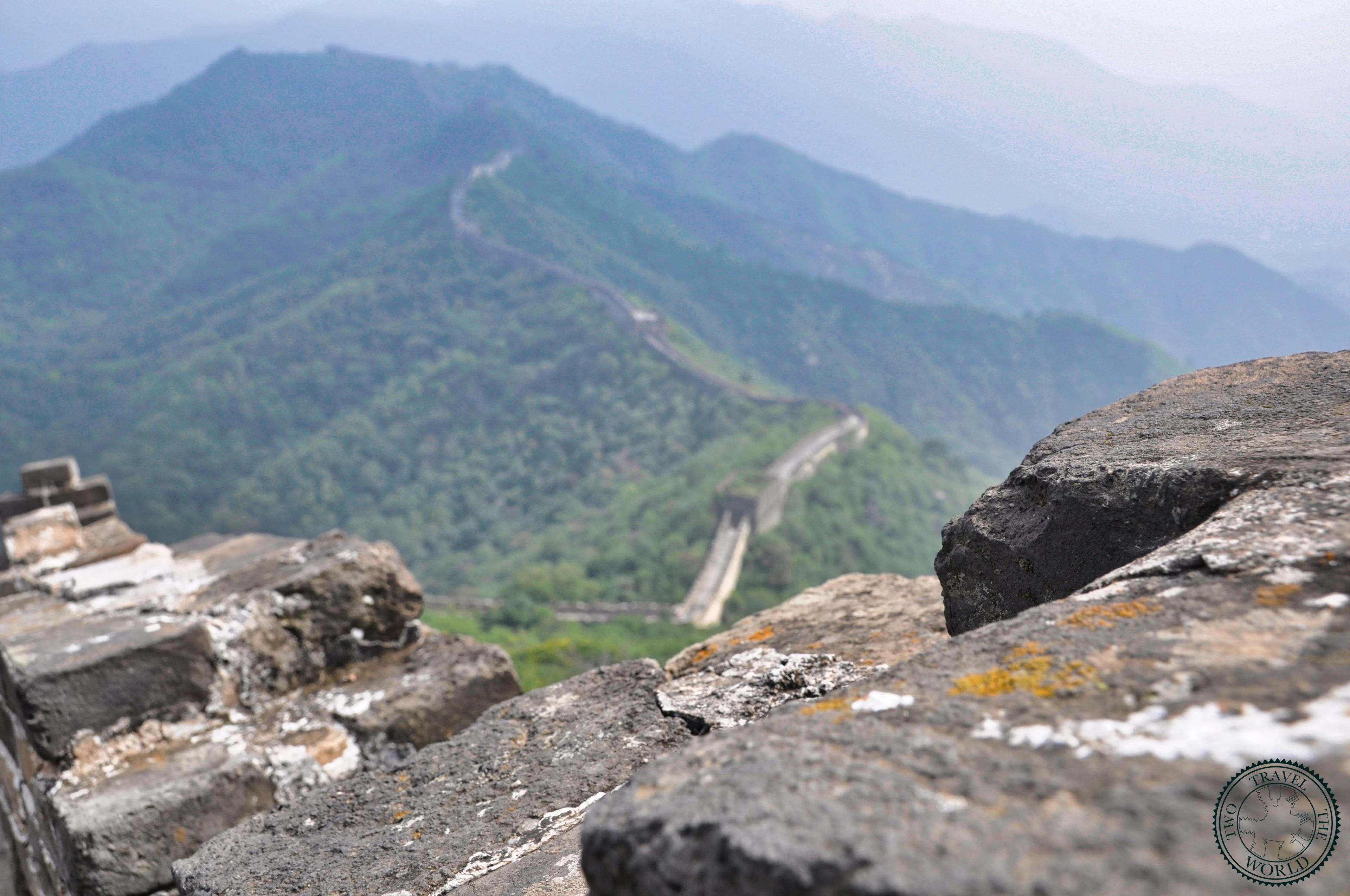 Spectacular view of the Great Wall snaking across mountain ridges at Mutianyu