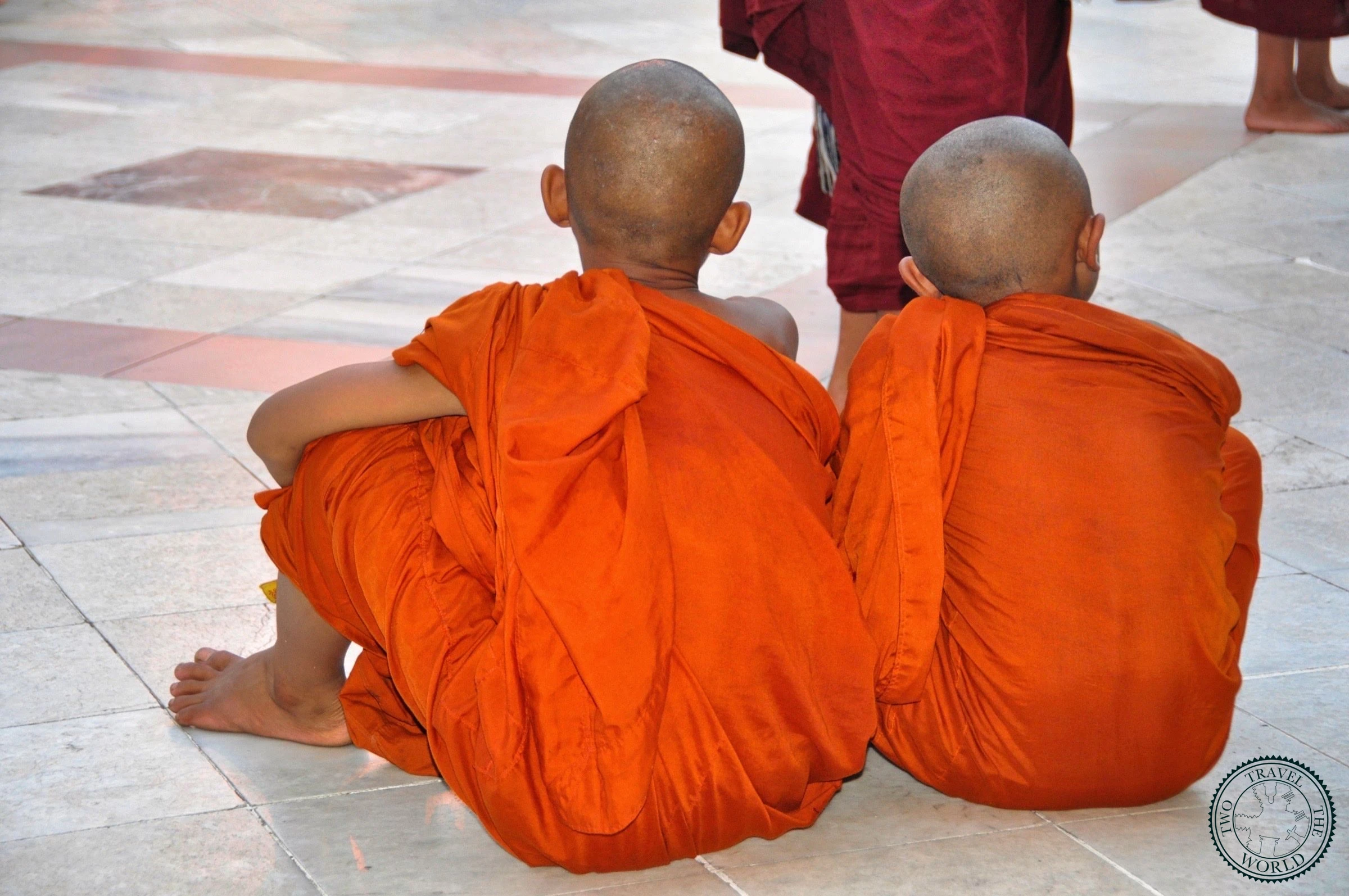 Detail of golden Shwedagon Pagoda with intricate Buddhist architecture