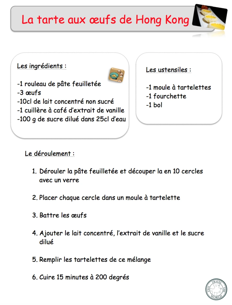 La tarte aux oeufs chinoise